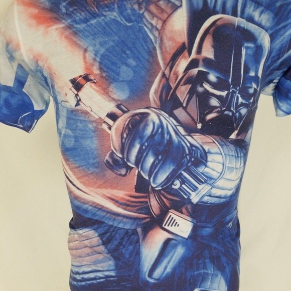 Darth Vader Light Saber Blue Graphic T Shirt 100% - Picture 6 of 6